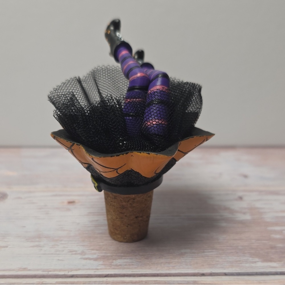 Halloween Witch Legs Bottle Stopper, Cork, Black Purple Orange